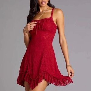 Windsor Desert Sun Lace Ruffle Mini Dress